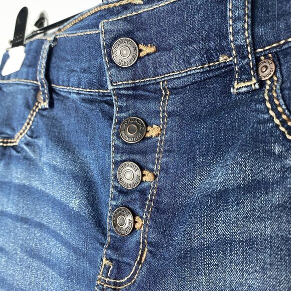 Jordache Premium Medenz Button Fly Raw Hem Shorts Girl's Size 14 Blue Summer - Picture 2 of 7